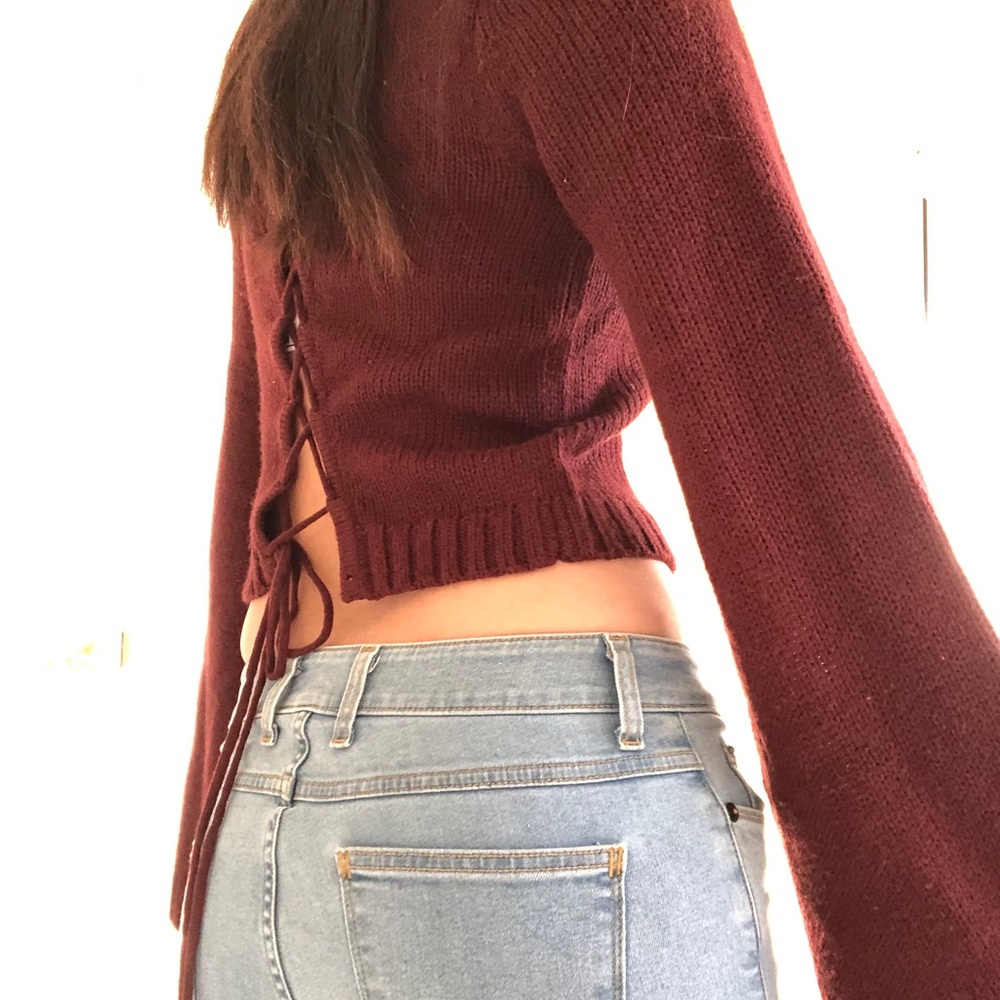 cropped burgundy sweater top from Tobi.com - Picture 4 of 5